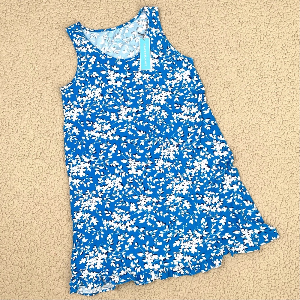 Draper James Floral Knit Ruffle Trim Lounge Nightgown Dress